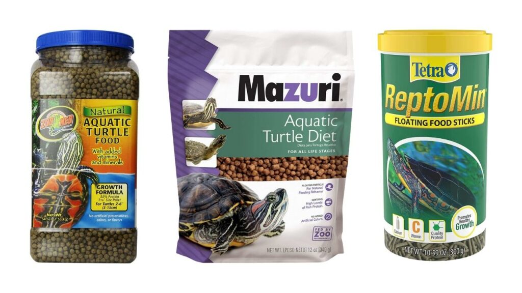 Zoo Med Aquatic Turtle Food, Mazuri Aquatic Turtle Diet, and Tetra ReptoMin